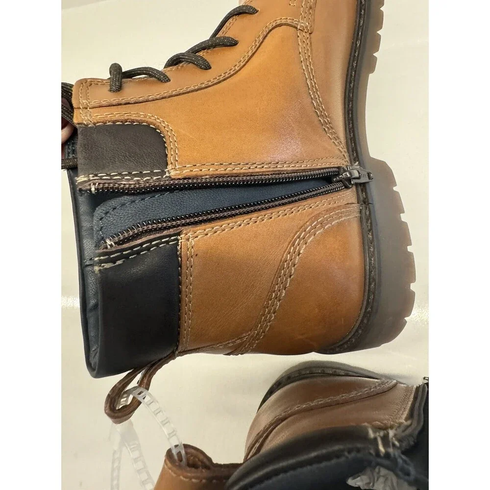 JONHSON & MURPHY boots Patterson Brown genuine Leather Lace Up Boy's youth 4M